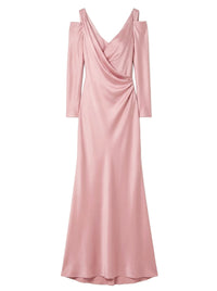 Short satin maxi dress with bows - Pink & Violet