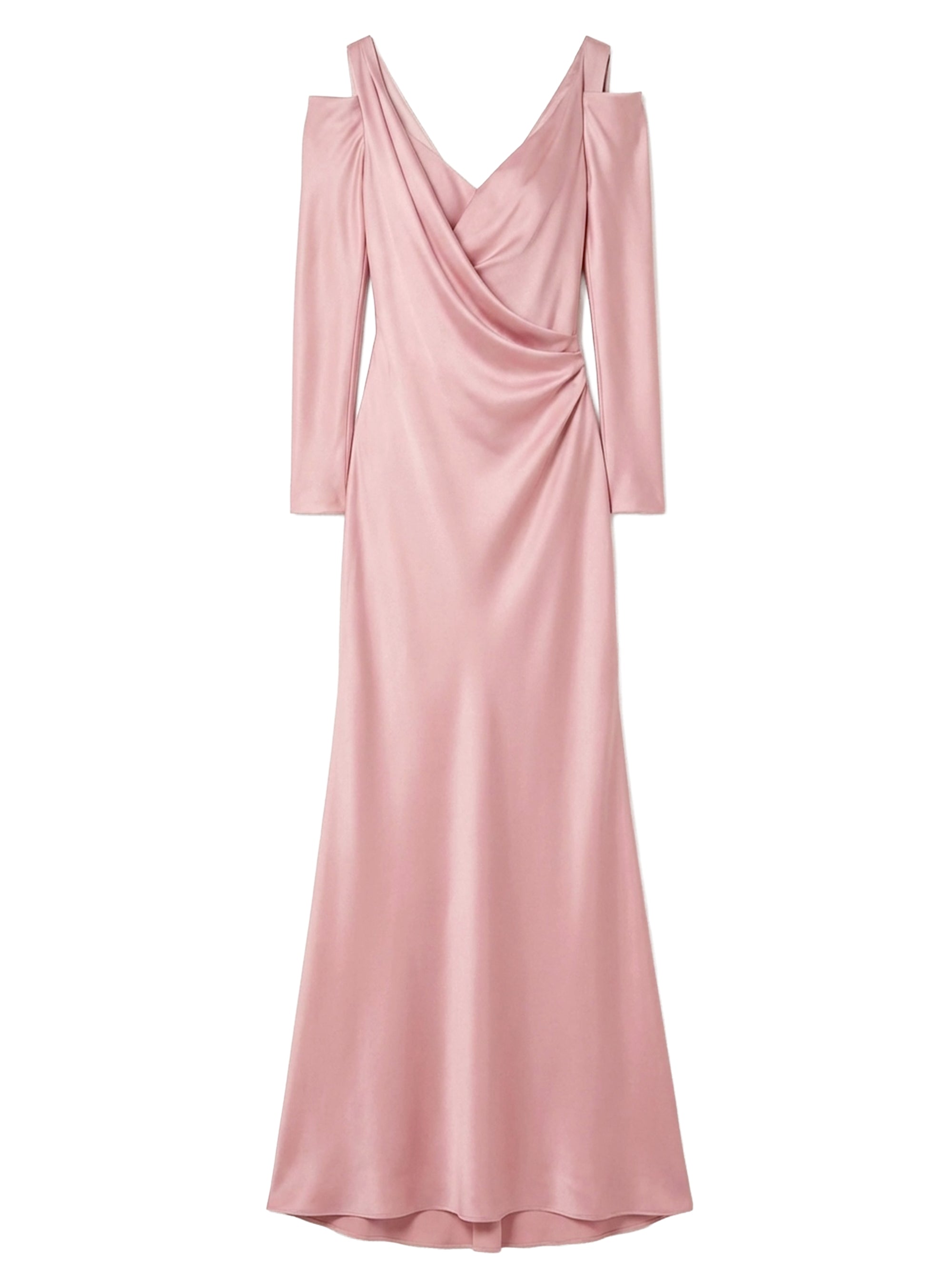 Short satin maxi dress with bows - Pink & Violet