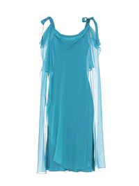 Robe longue en soie à drapé fluide - Green & Light Blue
