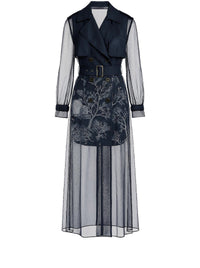 Trench-coat en soie imprimée - Blue