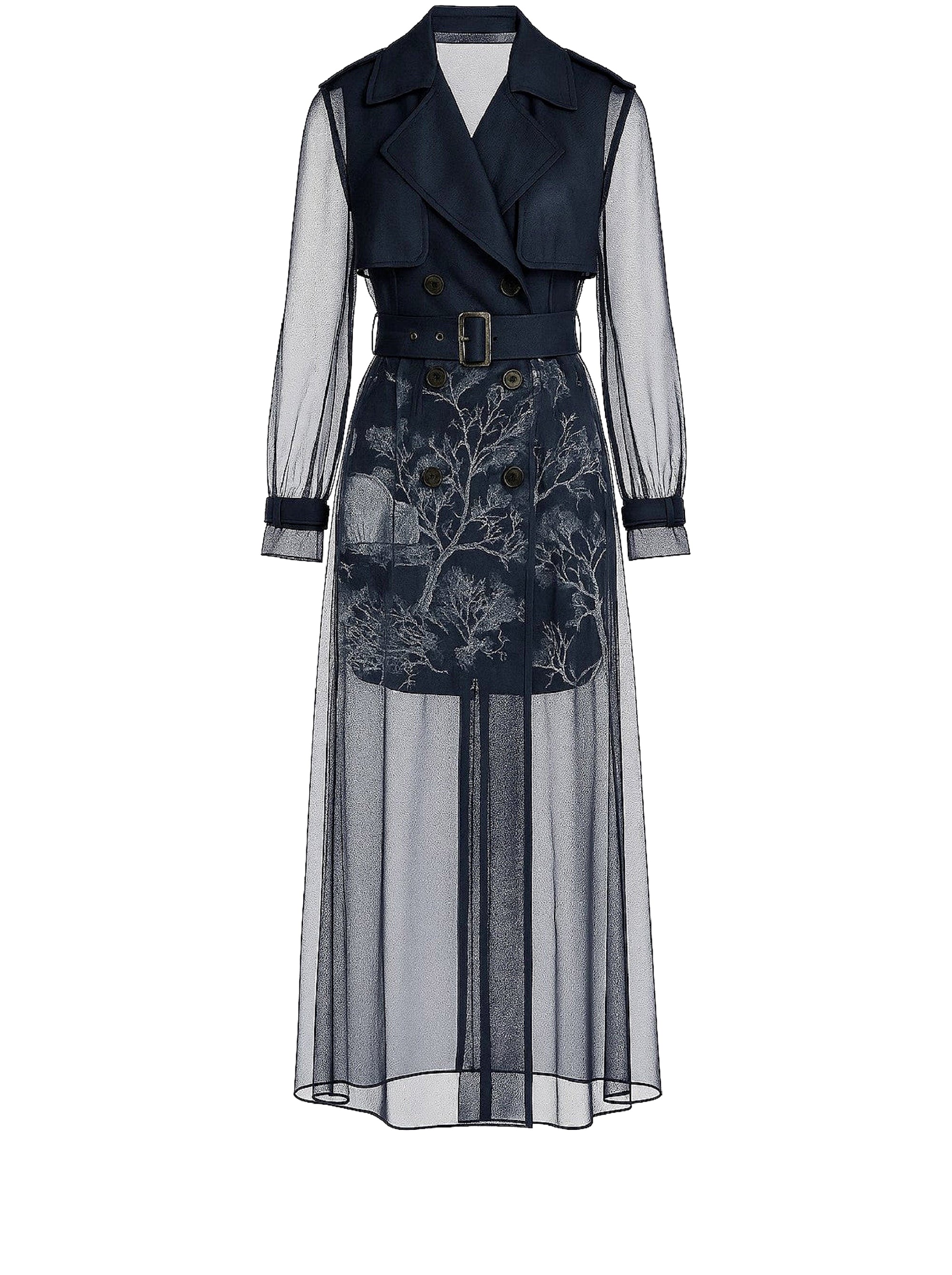 Trench-coat en soie imprimée - Blue