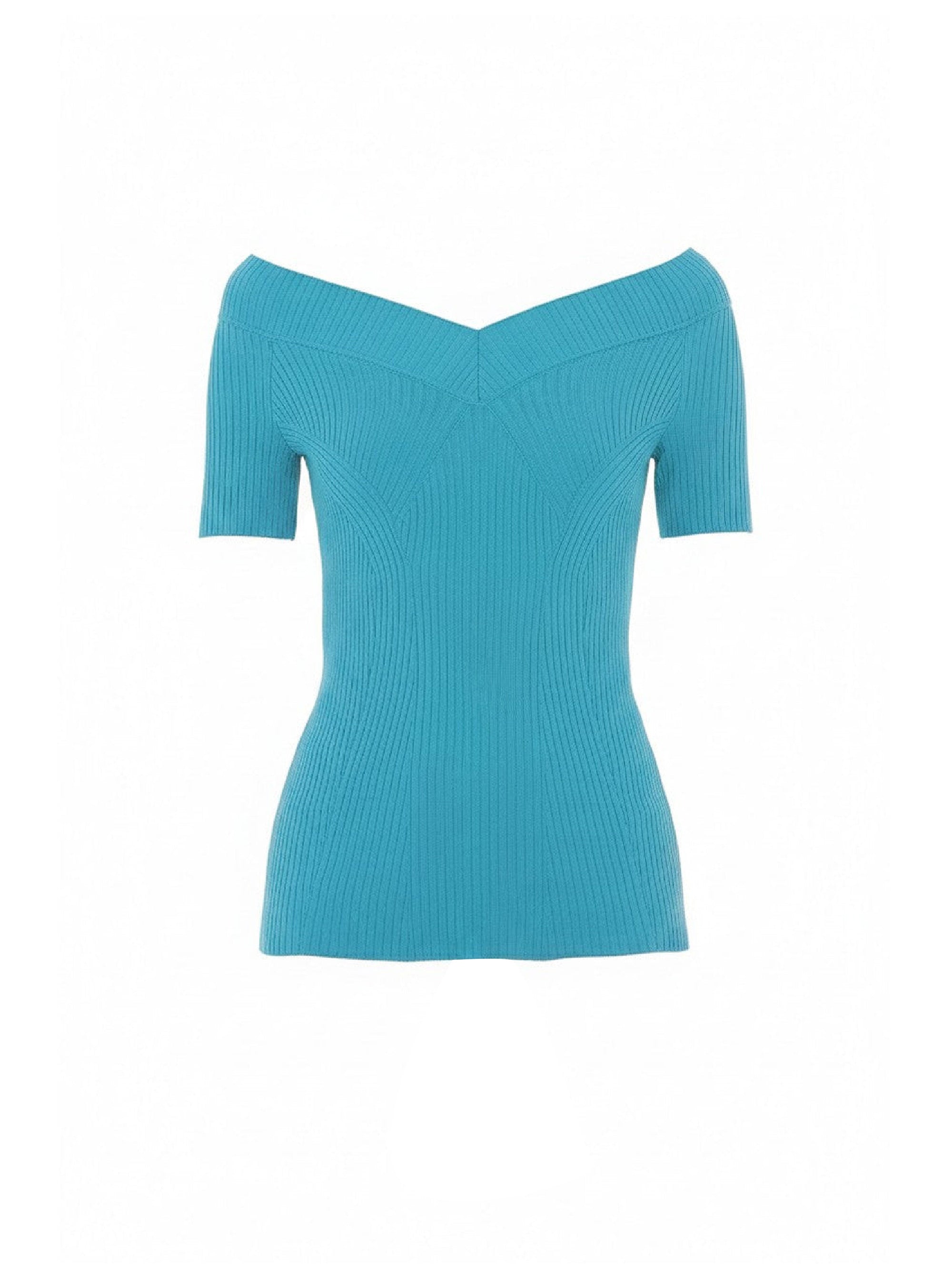 Top à épaules dénudées - Green & Light Blue