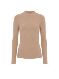 Pull ajusté à manches longues - Beige & Brown