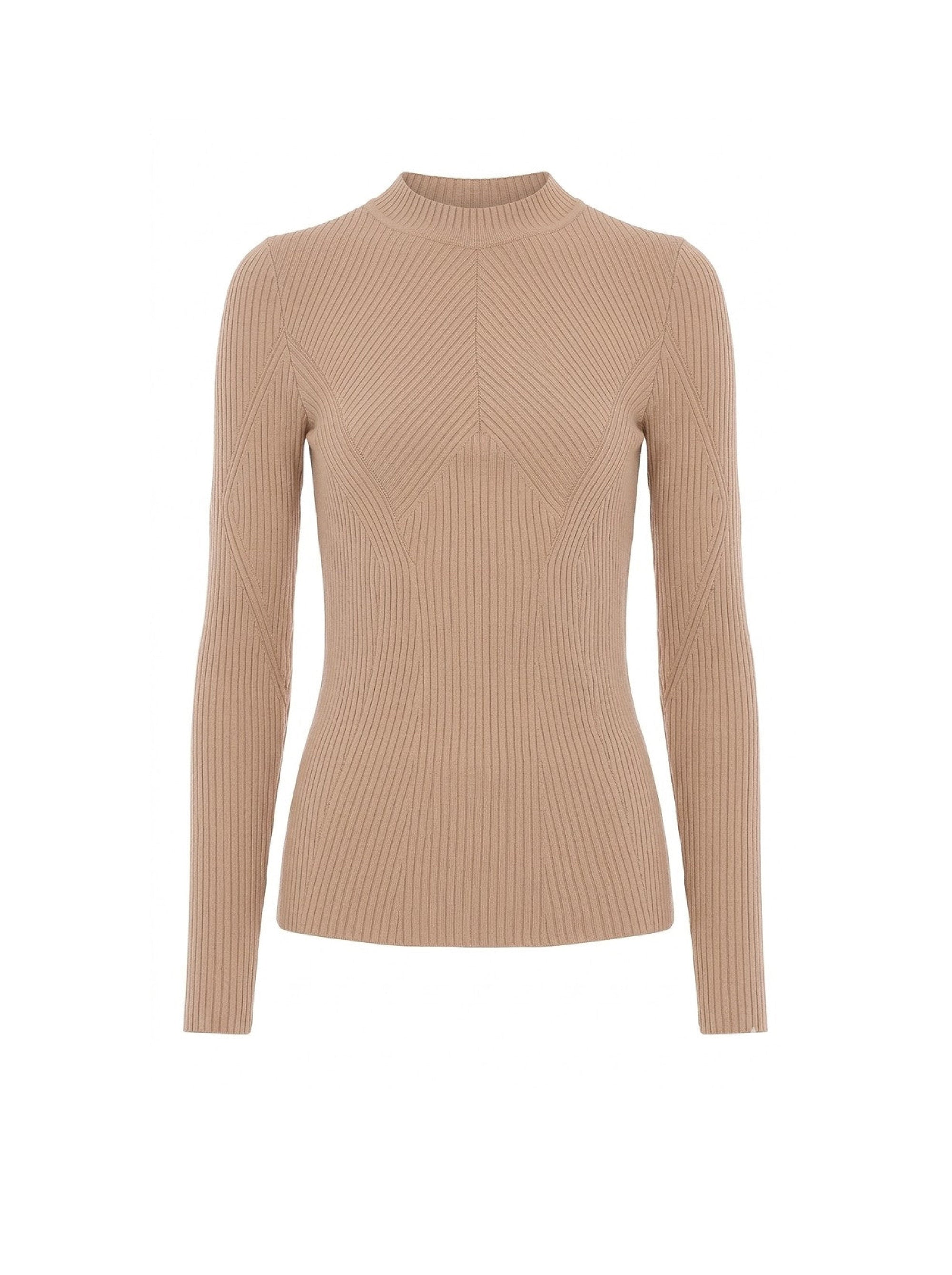 Pull ajusté à manches longues - Beige & Brown