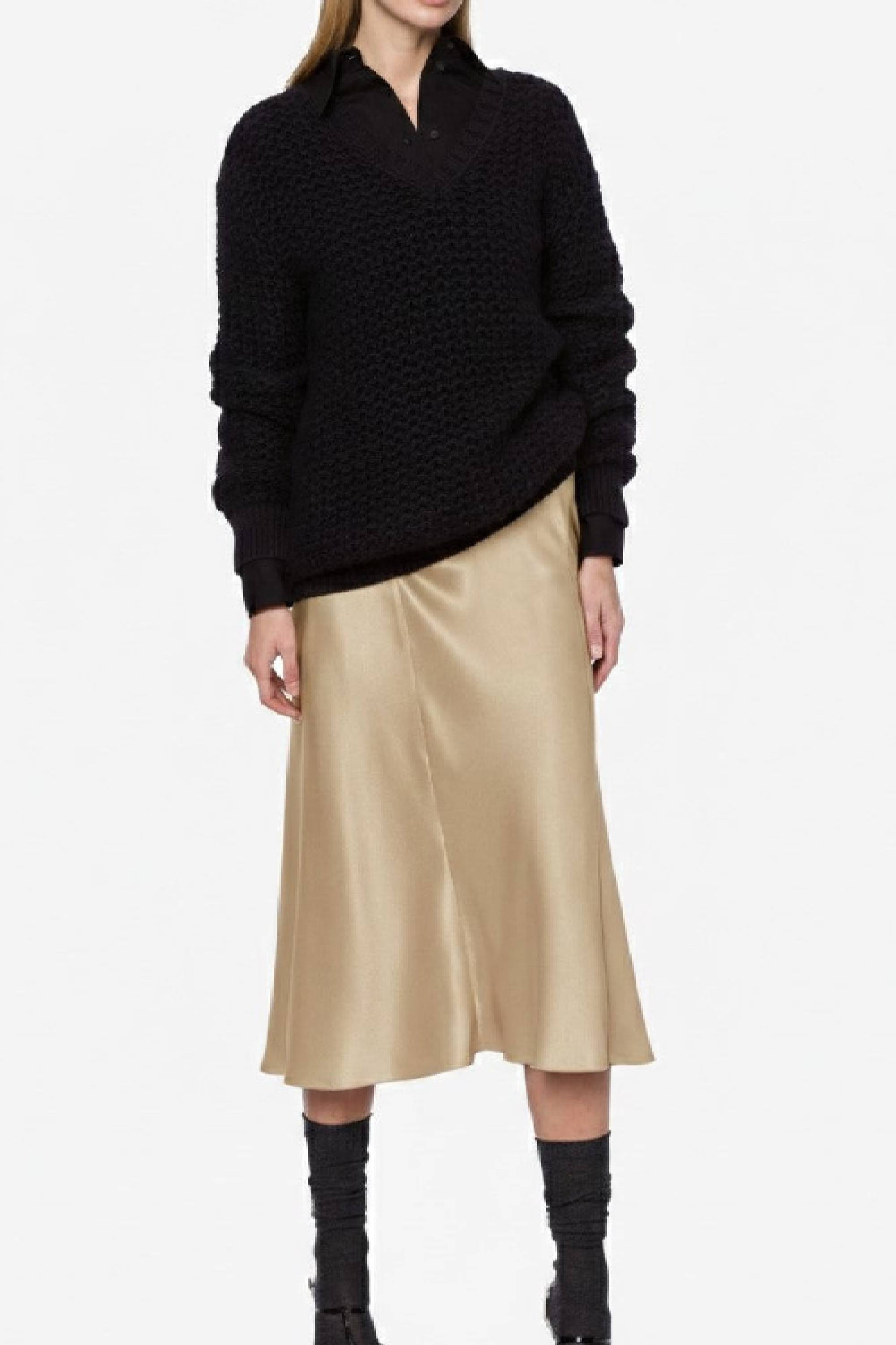 Silk blend midi skirt - Beige