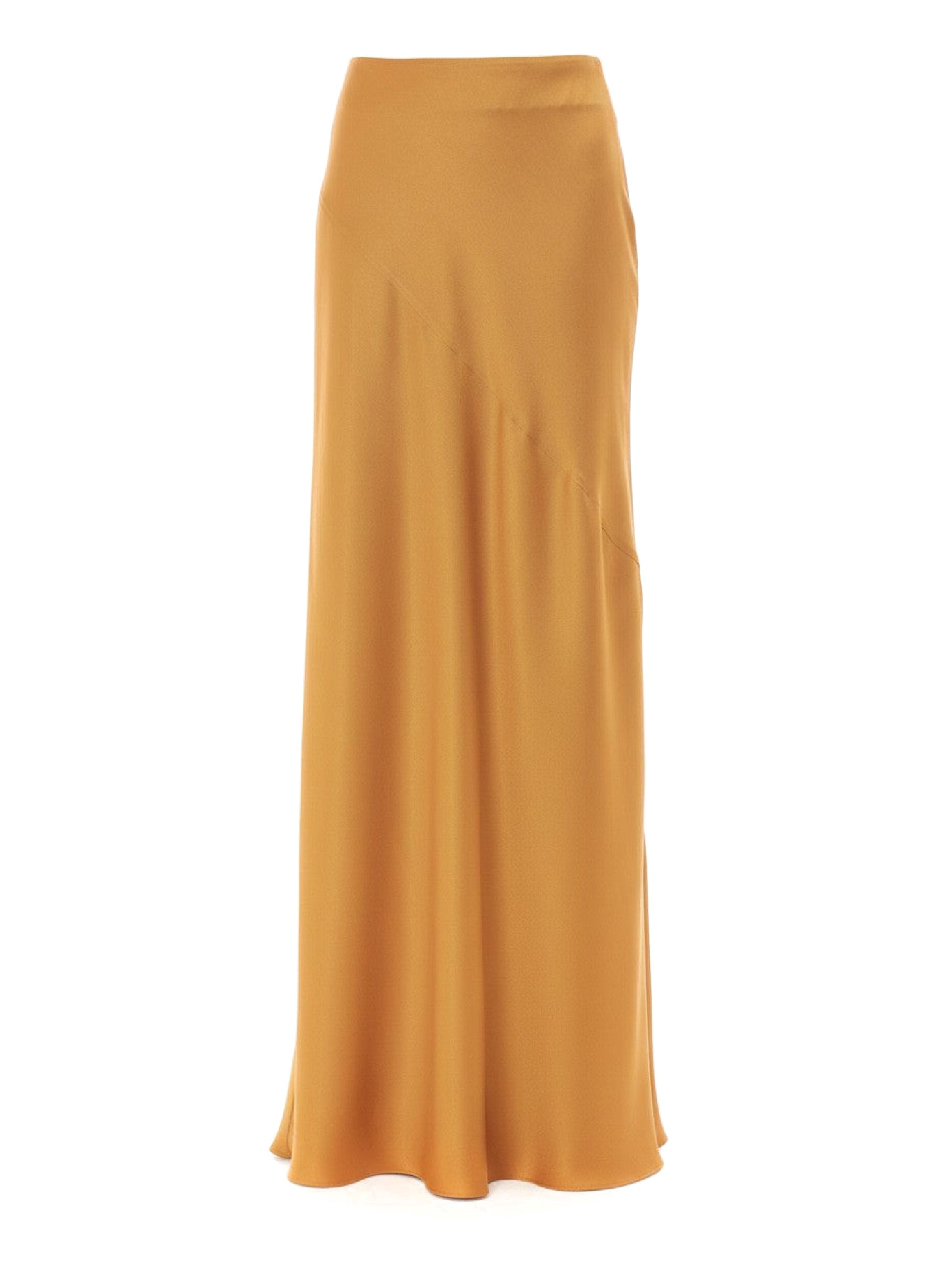Jupe longue en satin fluide - Brown & Yellow