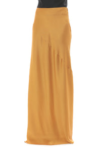 Jupe longue en satin fluide - Brown & Yellow