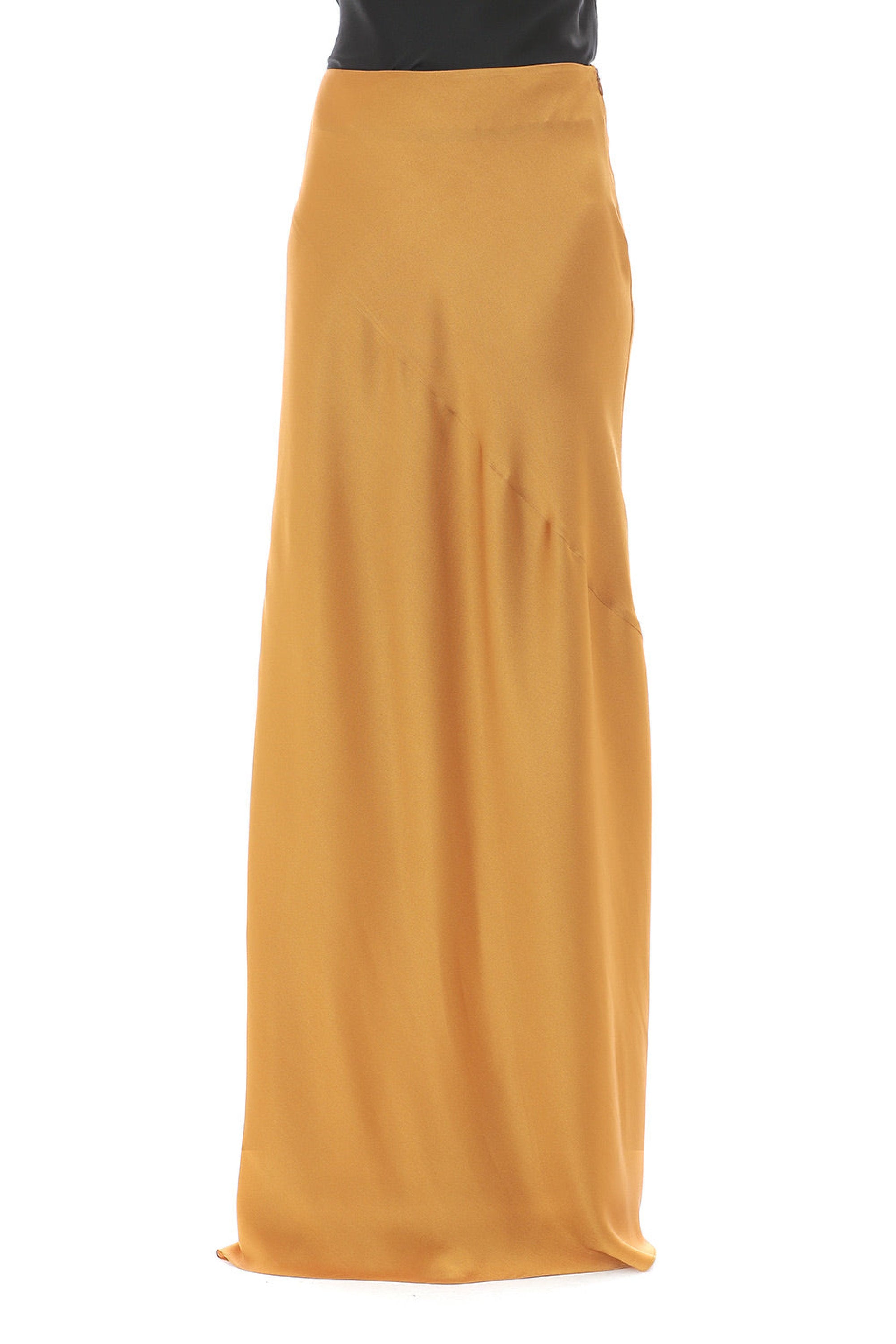 Jupe longue en satin fluide - Brown & Yellow