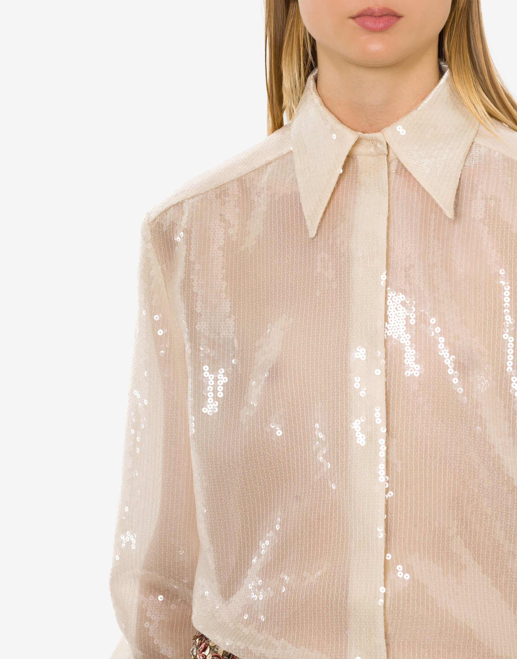 Chemise brodée de sequins - Ivory