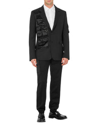Veste simple boutonnage en laine Prince of Wales - Grey