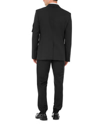 Veste simple boutonnage en laine Prince of Wales - Grey