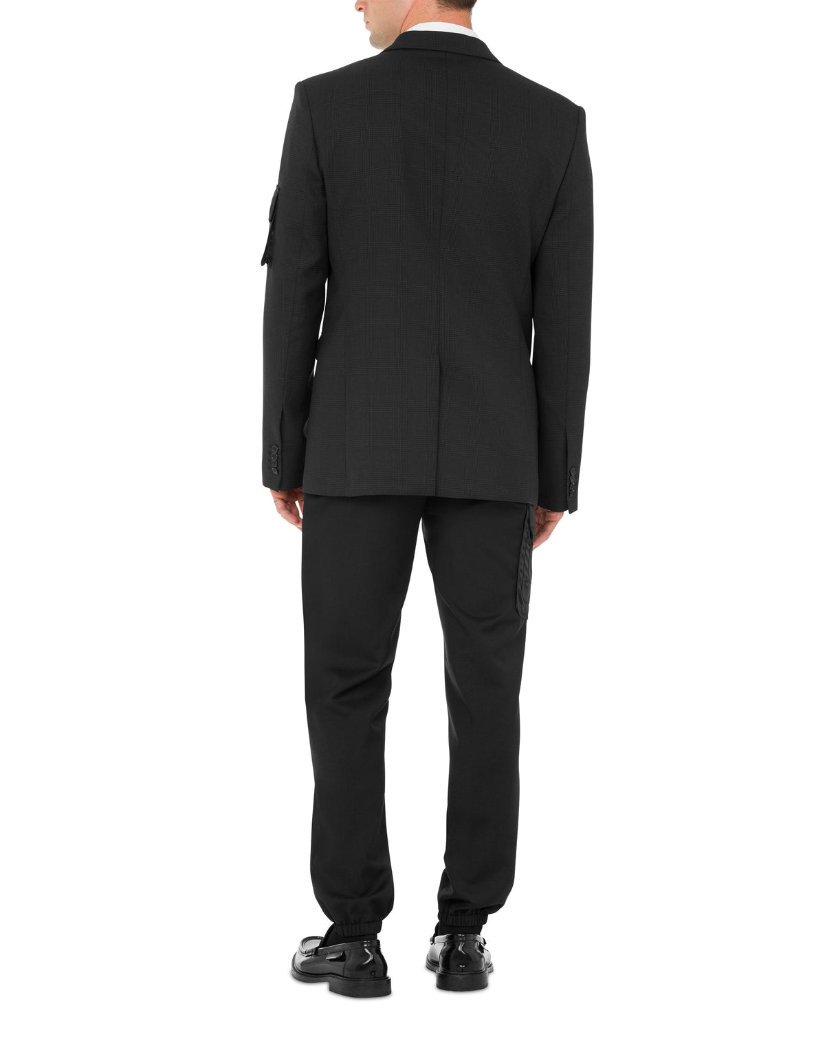 Veste simple boutonnage en laine Prince of Wales - Grey