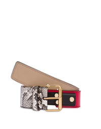 Ceinture effet patchwork en cuir - Multicolor