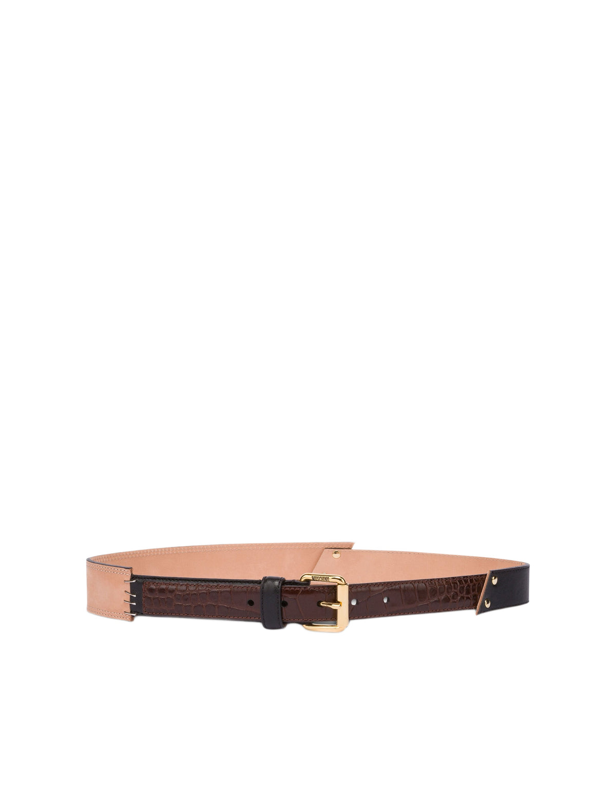 Ceinture effet patchwork en cuir - Brown