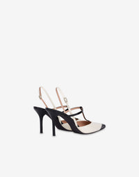 Slingback 85 en cuir brillant bicolore 90's - Dark Grey