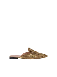 Mules Mia en satin avec broderie perles et strass - Fantasy Brown