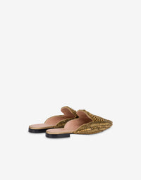 Mules Mia en satin avec broderie perles et strass - Fantasy Brown