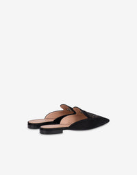 Mia satin mules with rhinestone embroidery - Dark Grey