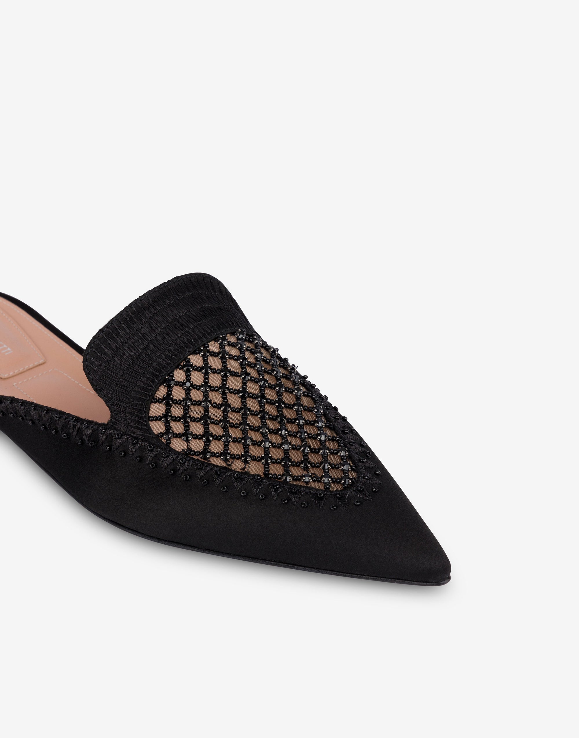 Mia satin mules with rhinestone embroidery - Dark Grey