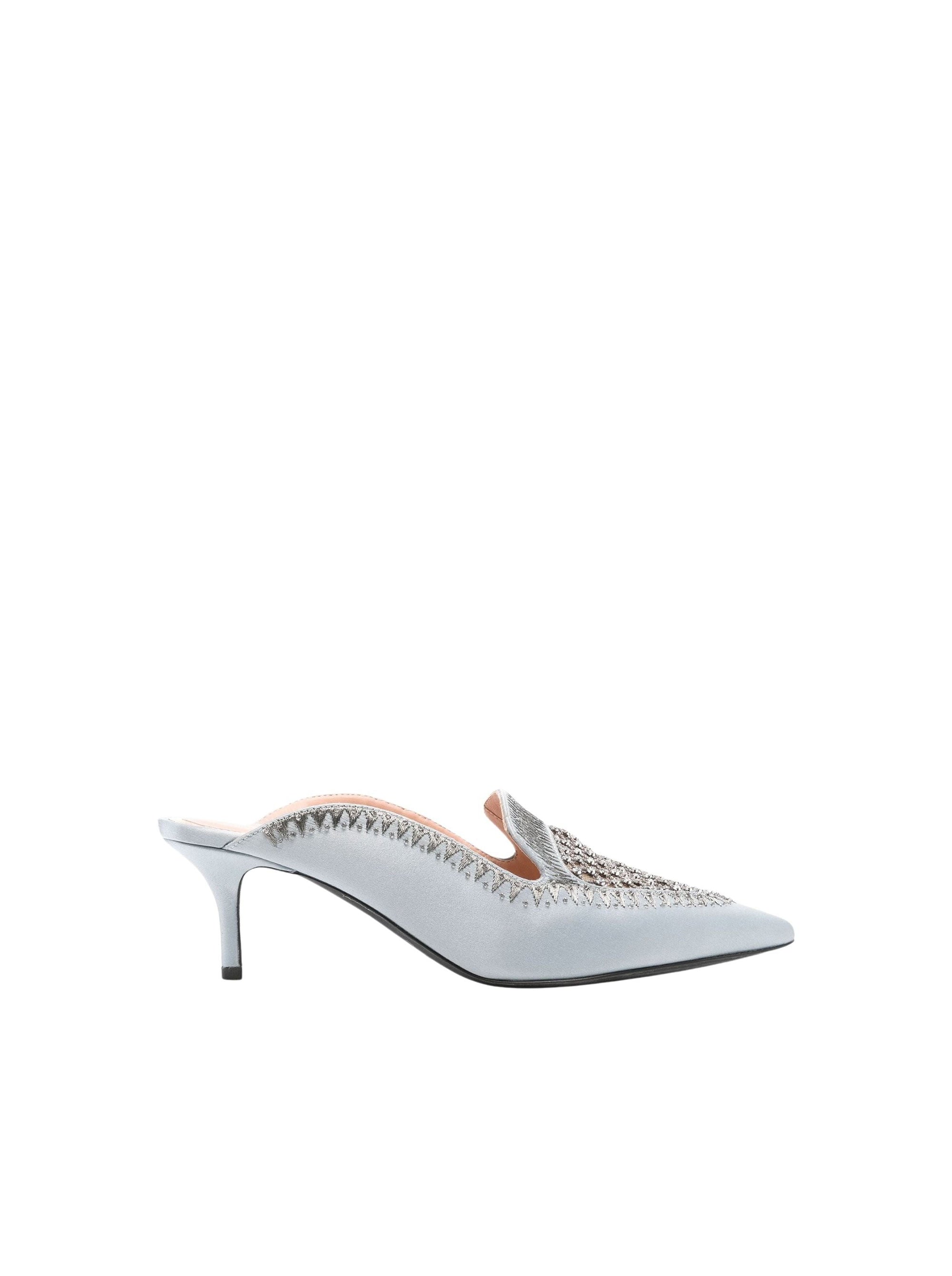 Sabots en satin avec broderie strass - Fantasy Light Blue