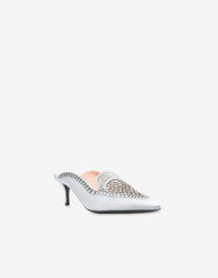 Sabots en satin avec broderie strass - Fantasy Light Blue