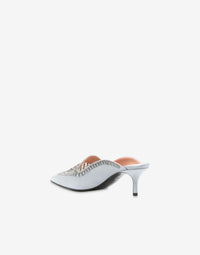 Sabots en satin avec broderie strass - Fantasy Light Blue