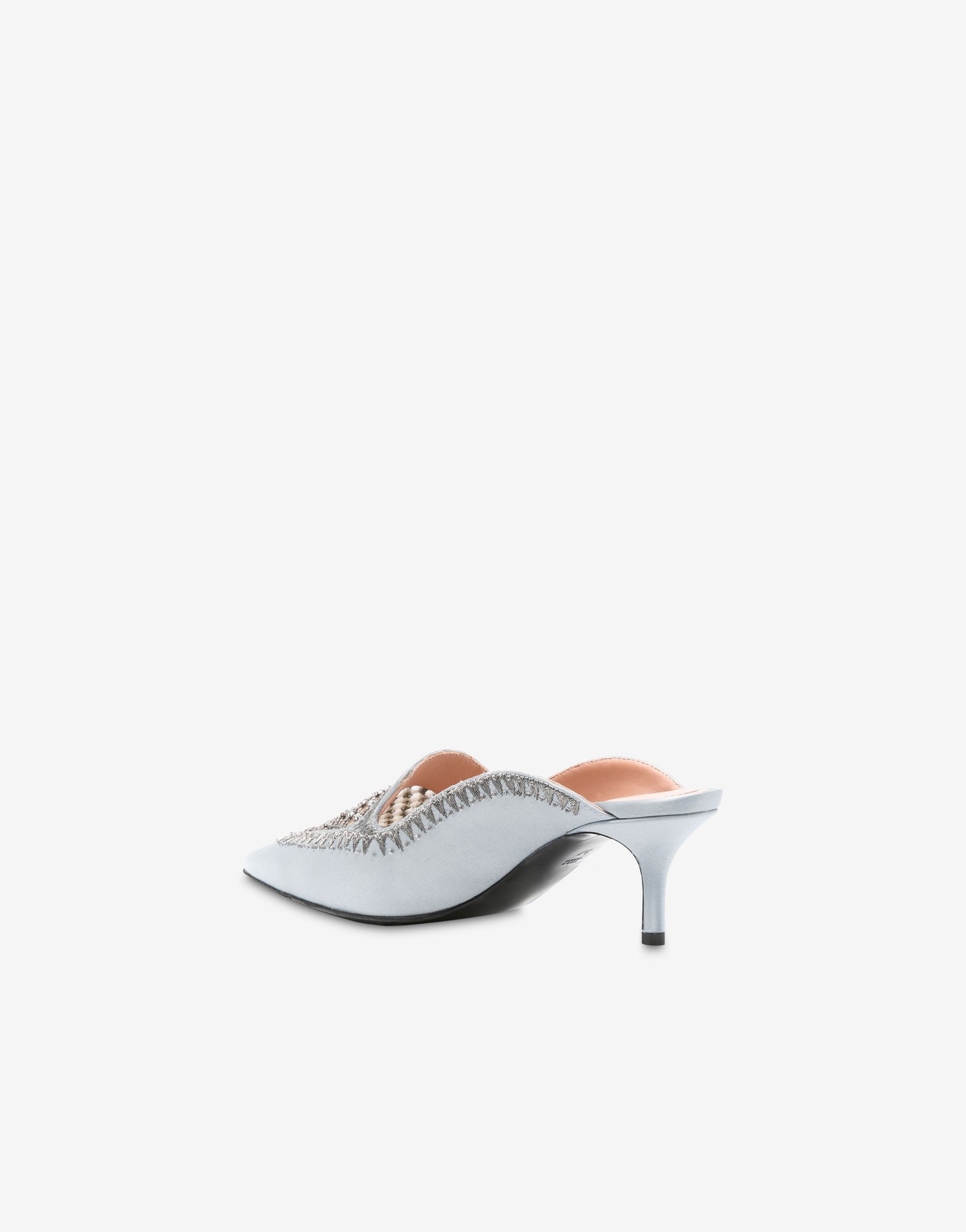 Sabots en satin avec broderie strass - Fantasy Light Blue
