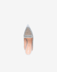 Sabots en satin avec broderie strass - Fantasy Light Blue