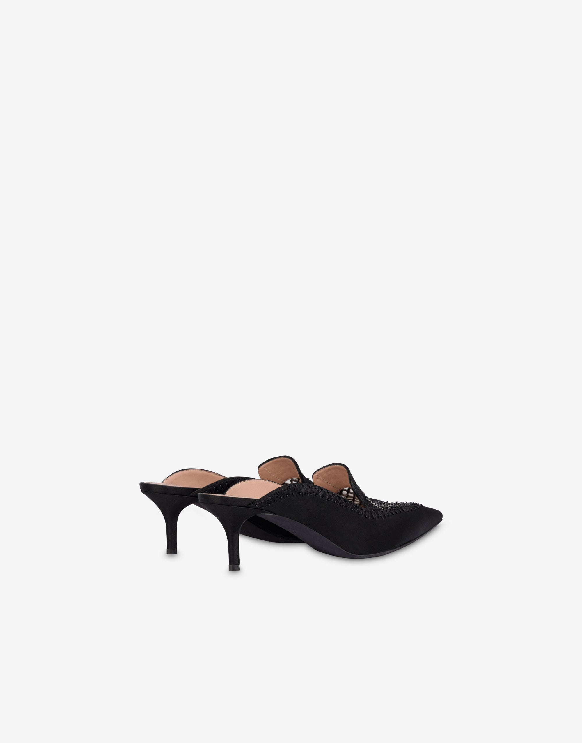 Sabots 75 en satin avec broderie strass - Dark Grey