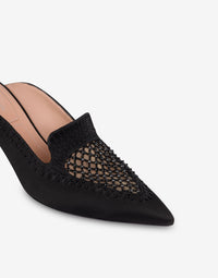 Sabots 75 en satin avec broderie strass - Dark Grey