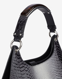Sac hobo en cuir imprimé bicolore dégradé - Dark Grey