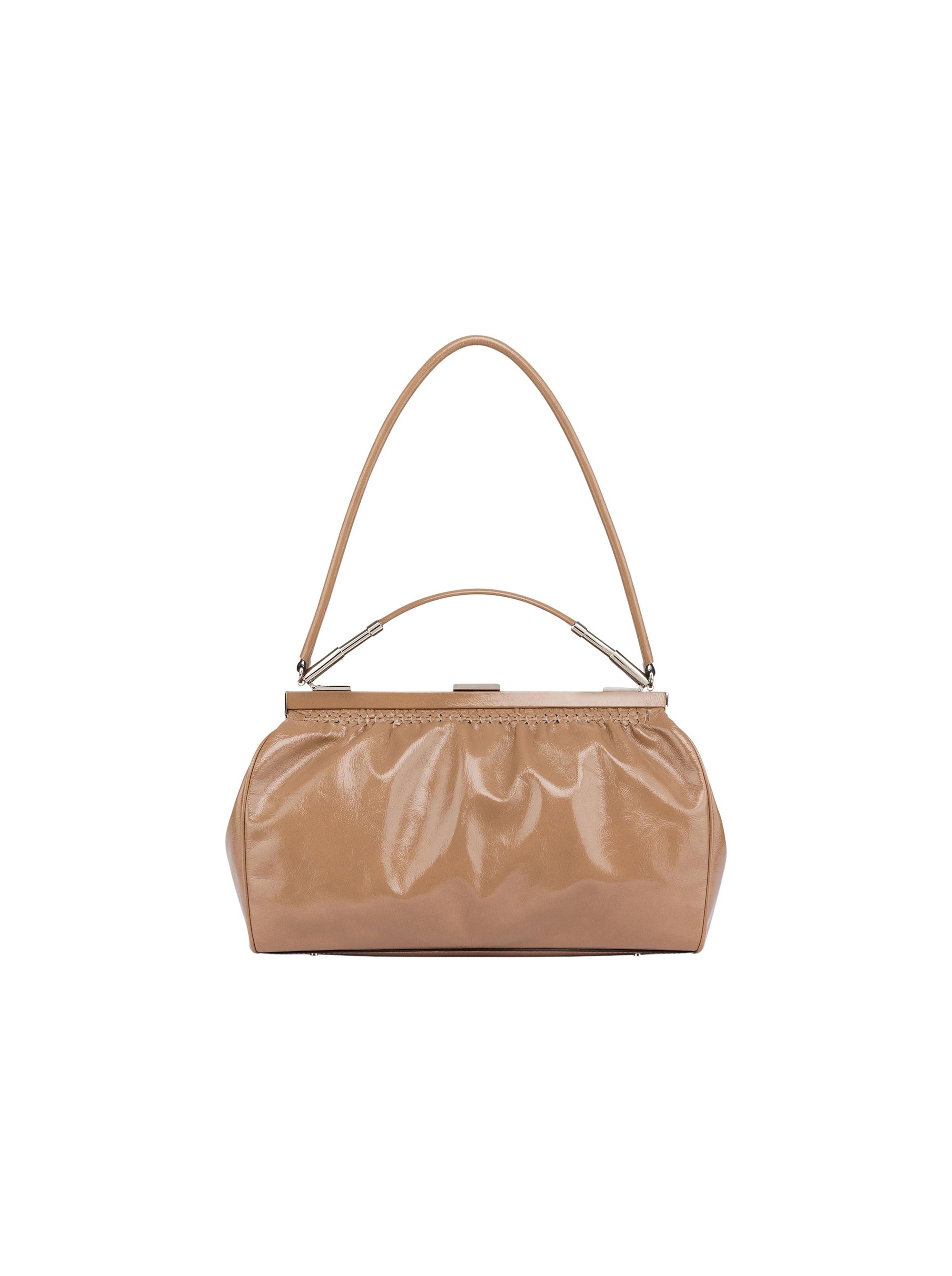 Sac à bandoulière en cuir brillant - Beige