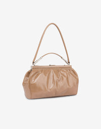 Sac à bandoulière en cuir brillant - Beige