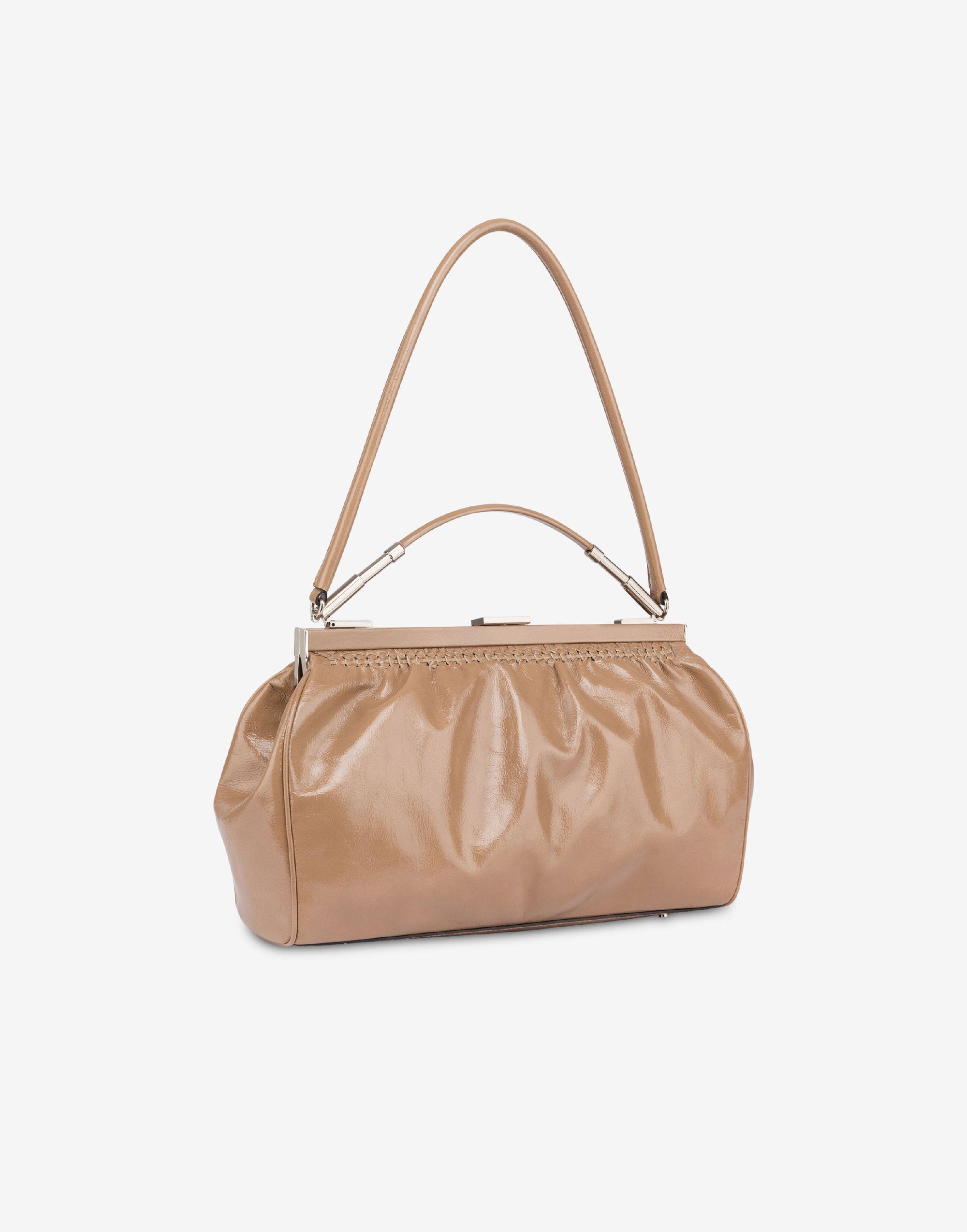 Sac à bandoulière en cuir brillant - Beige