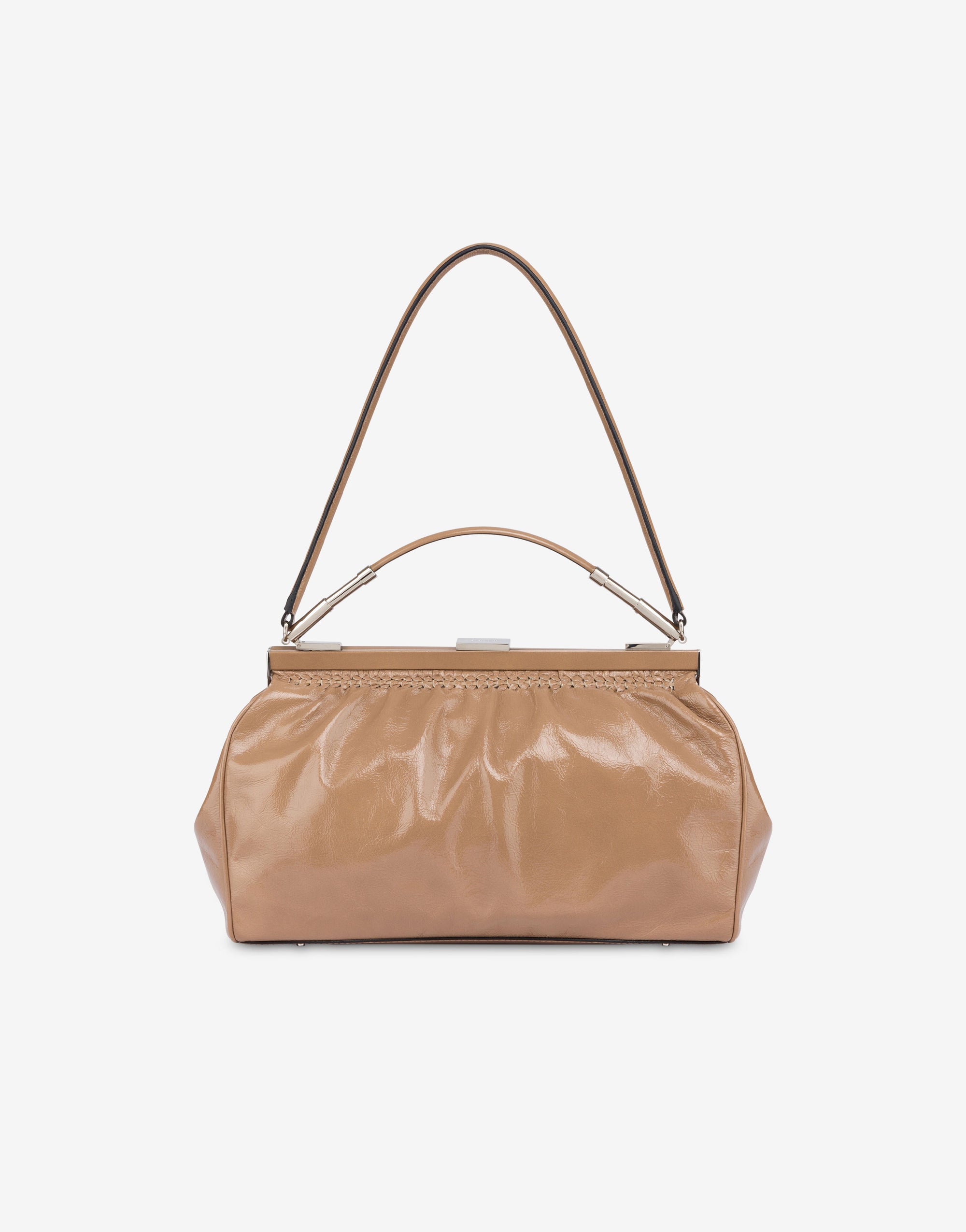 Sac à bandoulière en cuir brillant - Beige