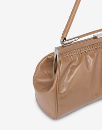 Sac à bandoulière en cuir brillant - Beige