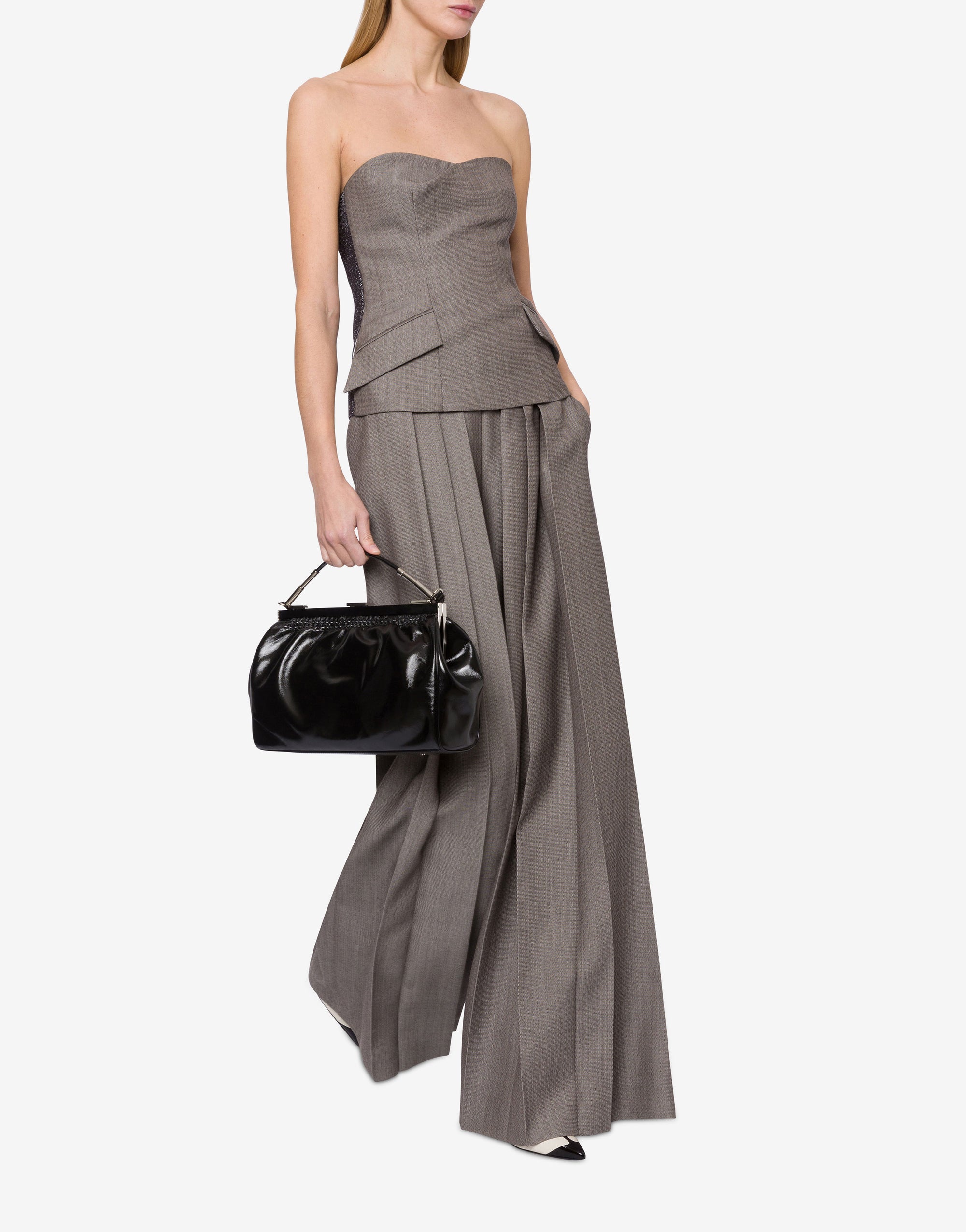 Sac à bandoulière en daim brillant - Black