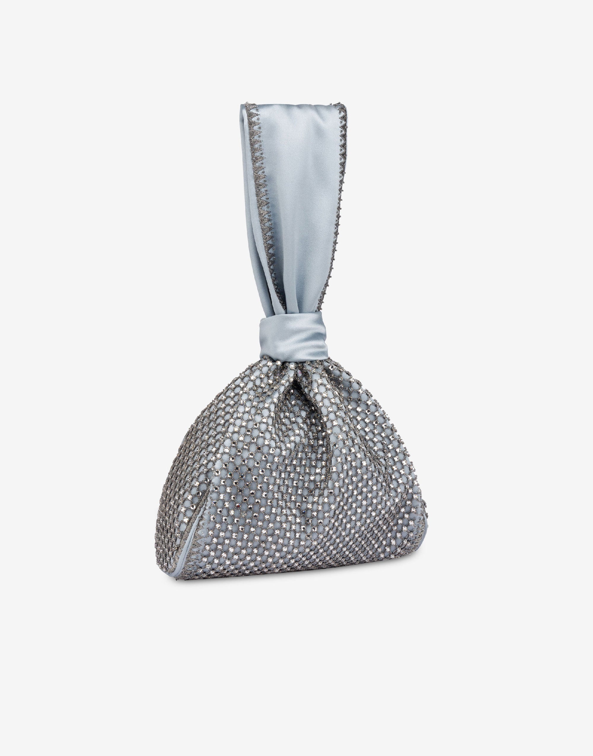 Sac seau en satin avec broderie en strass - Fantasy Light Blue