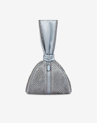Sac seau en satin avec broderie en strass - Fantasy Light Blue