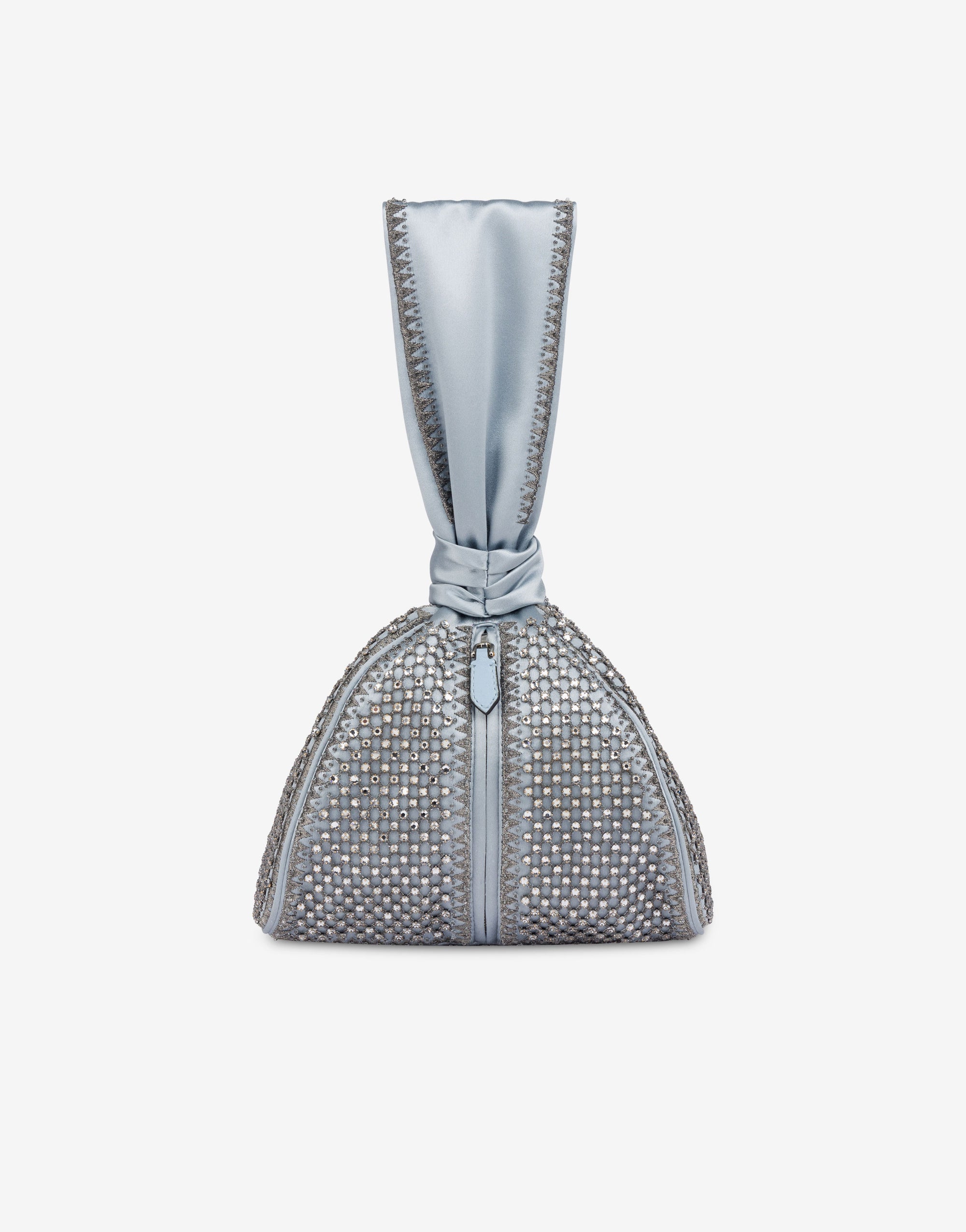 Sac seau en satin avec broderie en strass - Fantasy Light Blue
