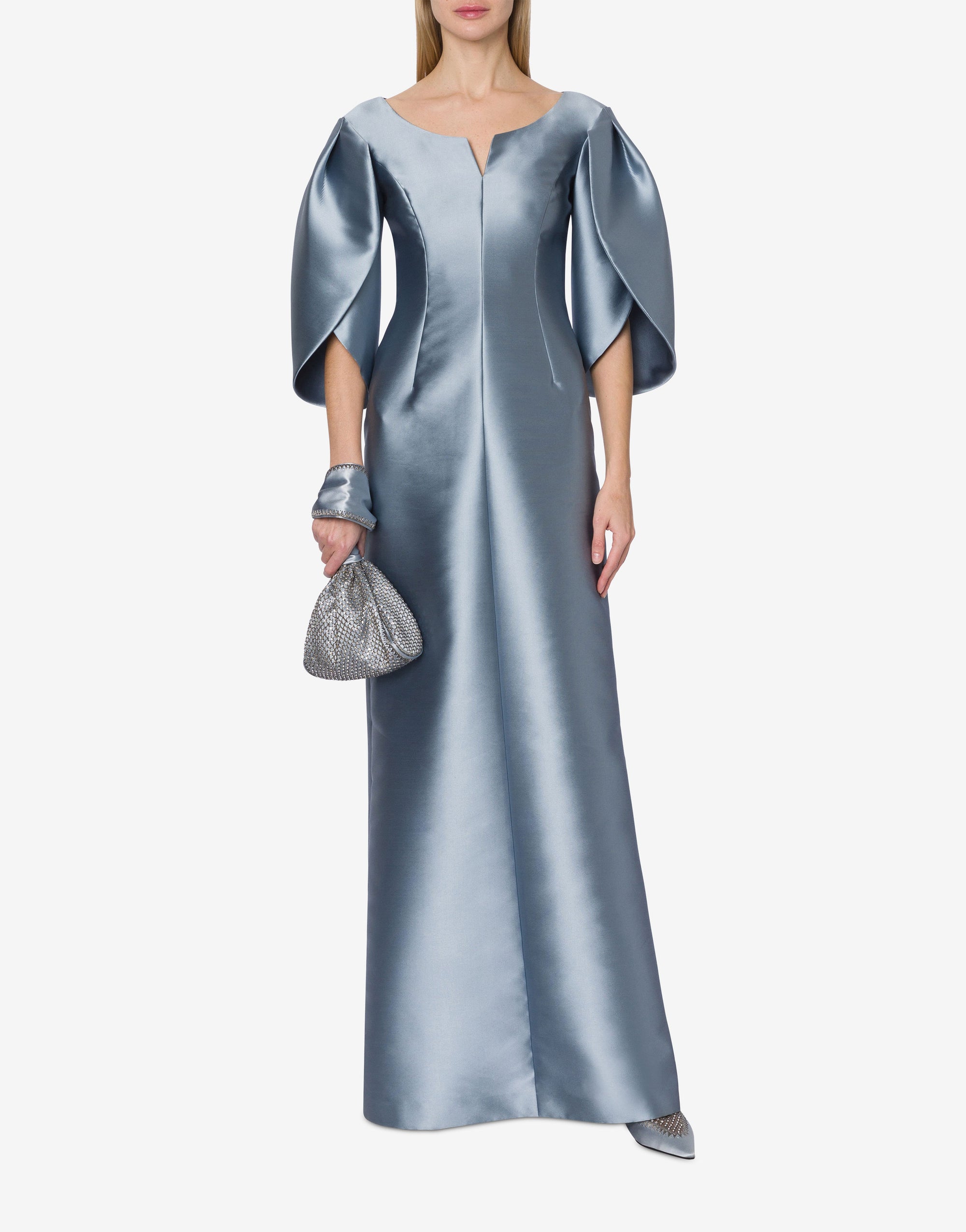 Sac seau en satin avec broderie en strass - Fantasy Light Blue