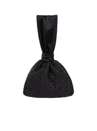 Satin bucket bag with rhinestone embroidery - Dark Grey