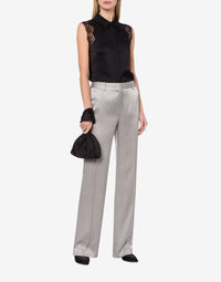 Satin bucket bag with rhinestone embroidery - Dark Grey