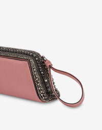 Pochette en satin avec broderie perles et strass - Fantasy Purple