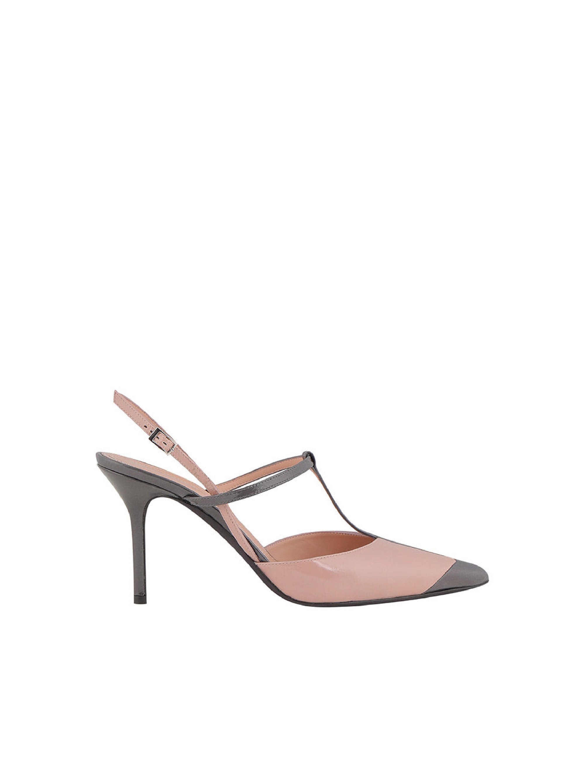 Slingback 85 en cuir brillant bicolore 90's - Grey