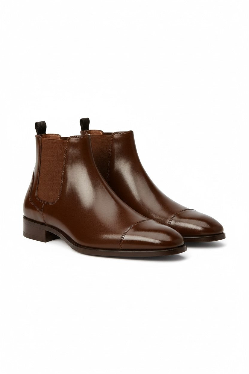 Bottines en cuir avec élastiques latéraux - Fantasy Brown