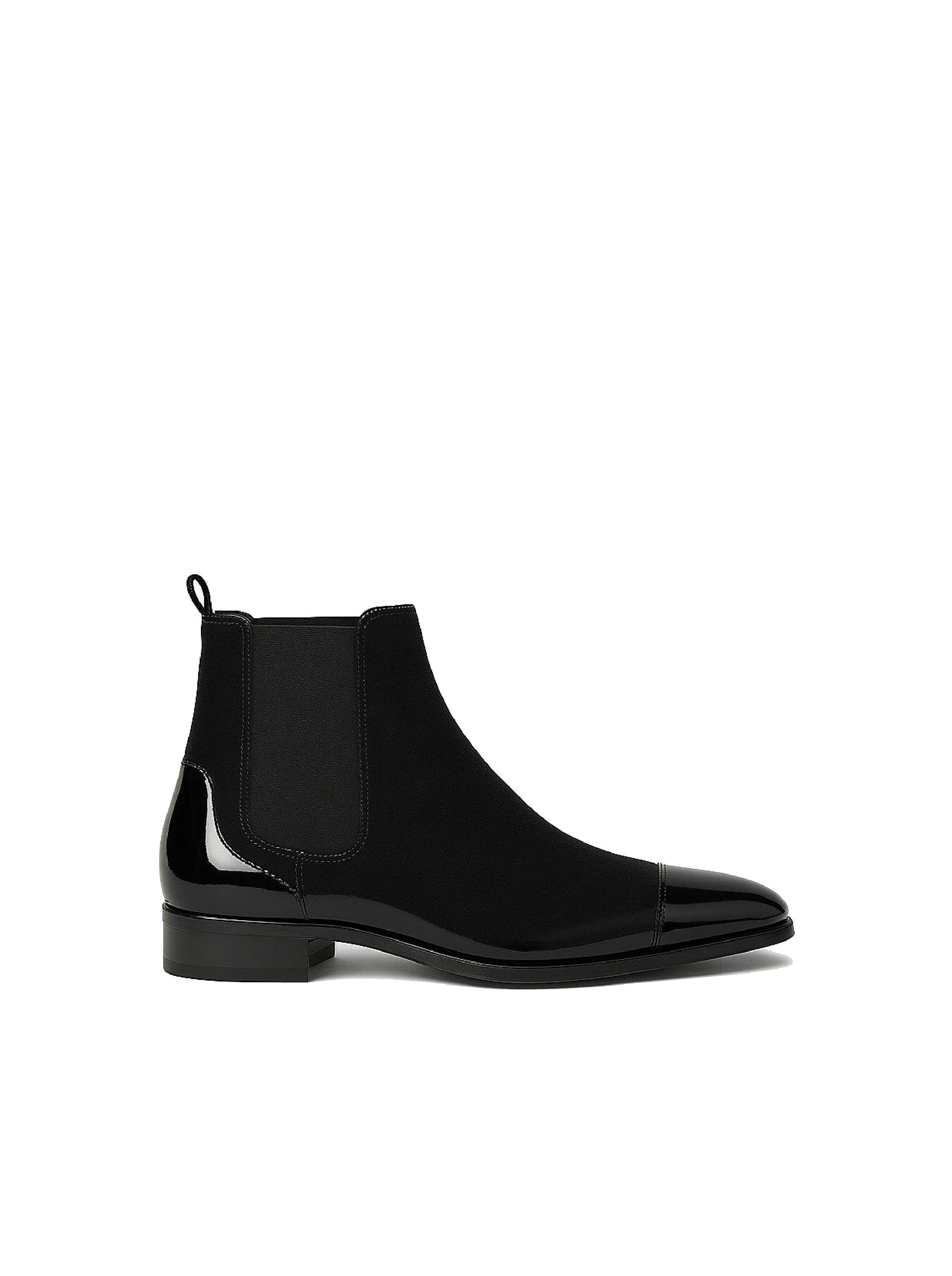 Bottines en cuir avec élastiques latéraux - Dark Grey