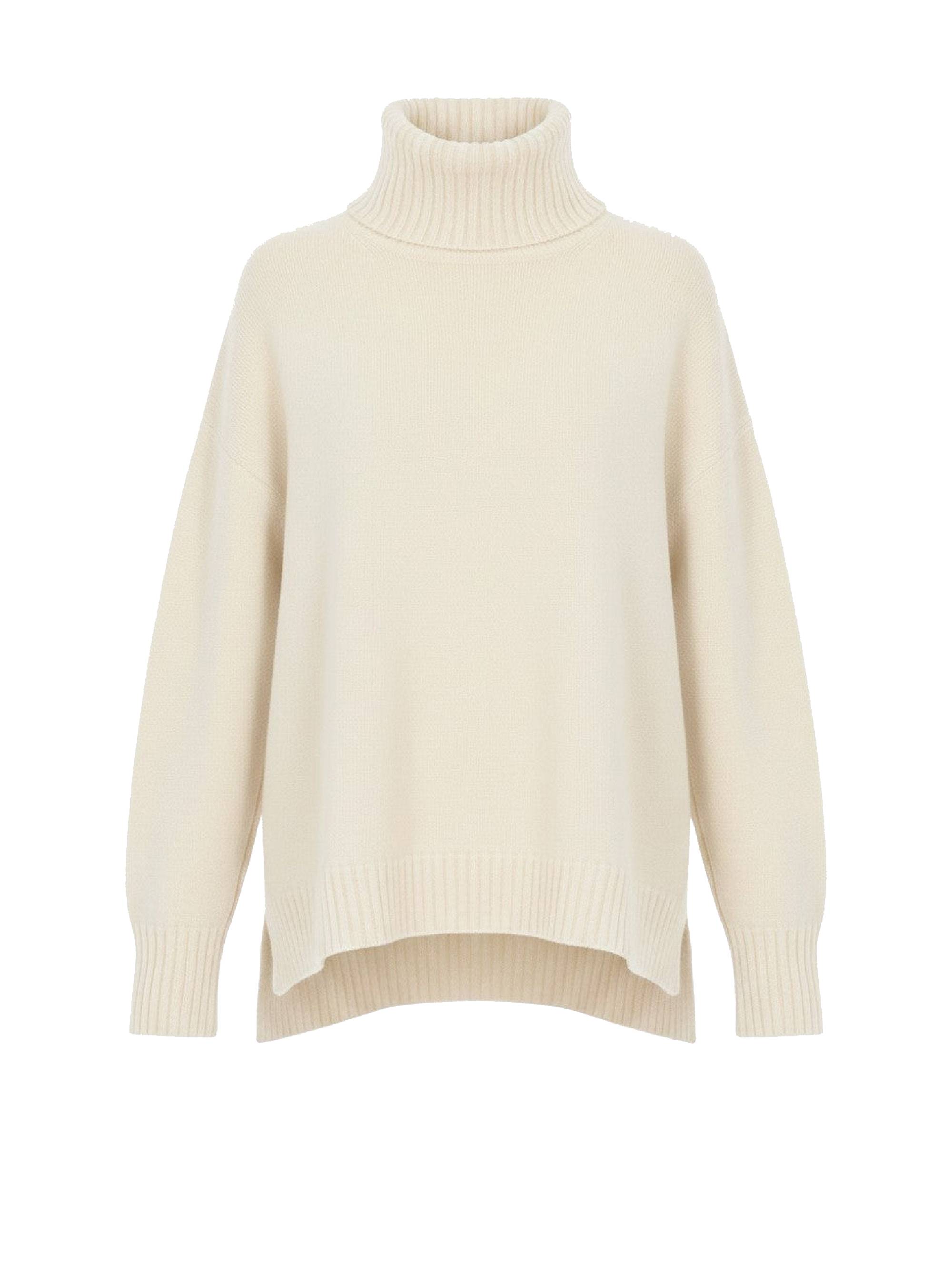 Pull col roulé en laine et soie - Ivory