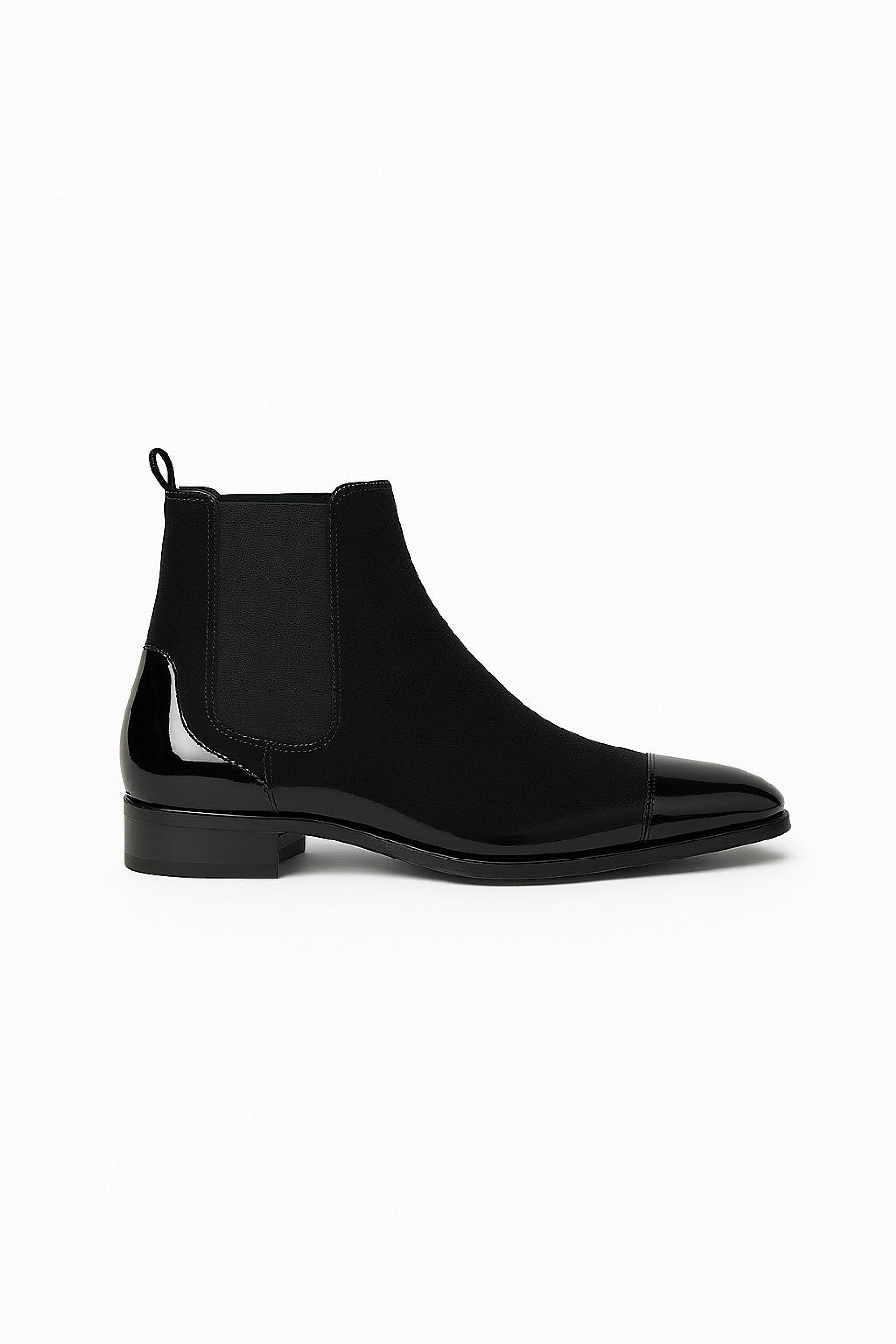 Bottines en cuir avec élastiques latéraux - Dark Grey