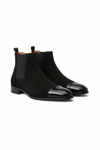 Bottines en cuir avec élastiques latéraux - Dark Grey